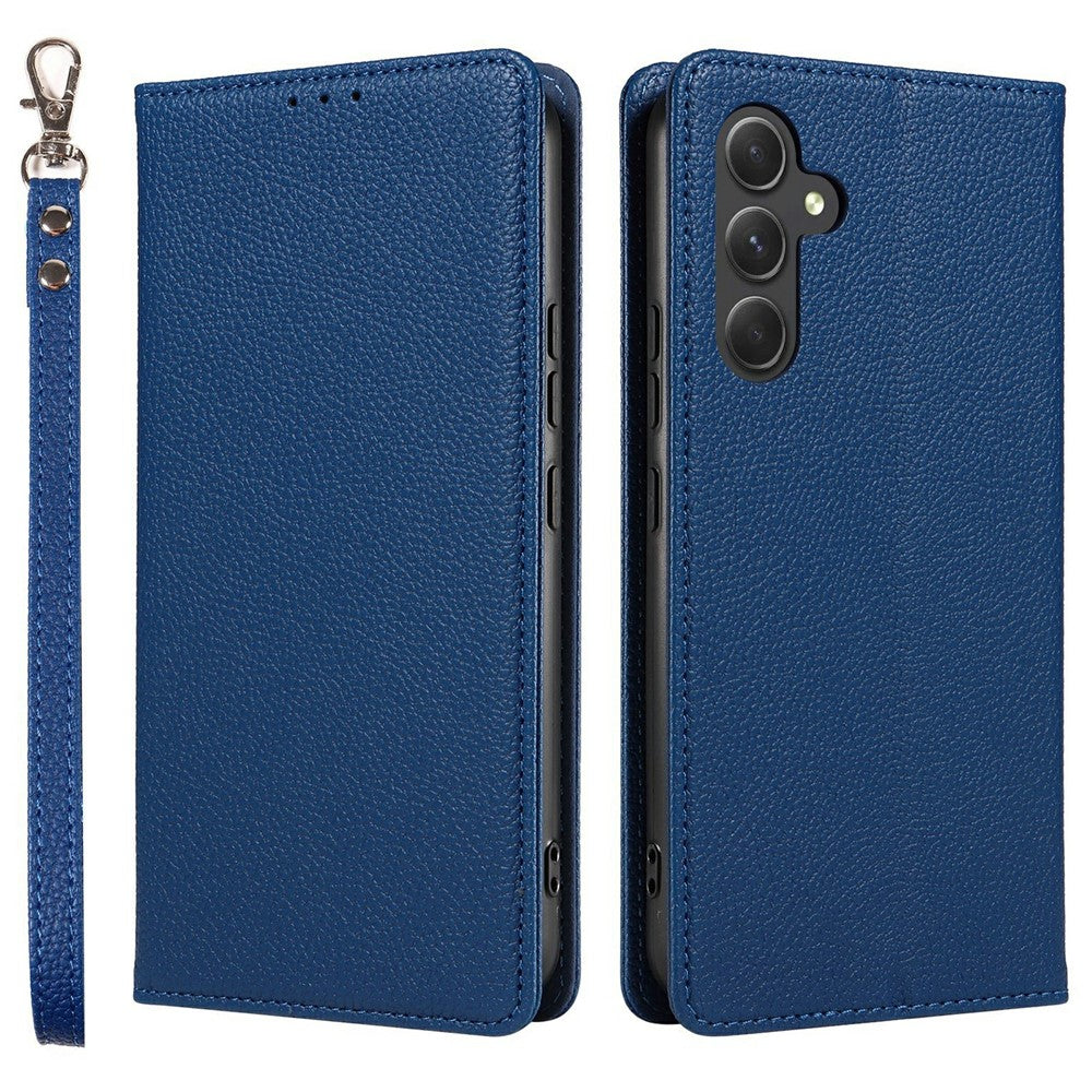 Til Samsung Galaxy A37 5G Etui Magnetisk Litchi Tekstur Pung Læder Telefoncover med Håndrem