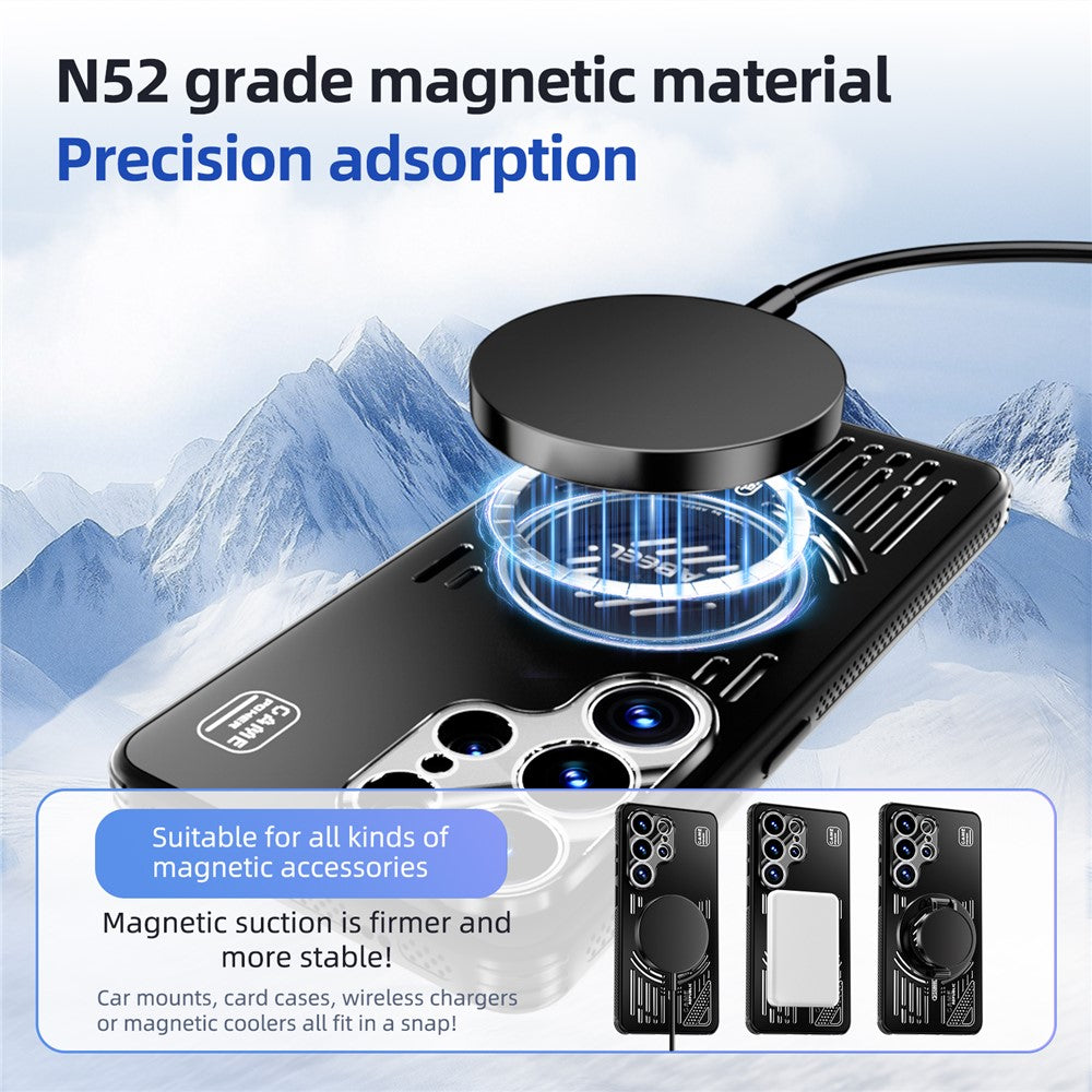 ABEEL För Samsung Galaxy S26 Ultra Magnetiskt Skal Aluminiumlegering + PC + TPU Ihåligt Värmeavledande mobilskal