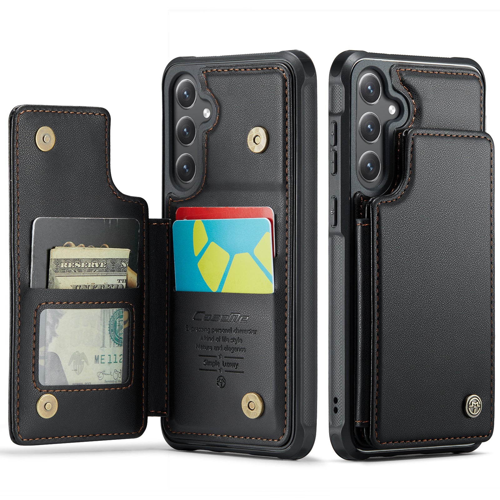 CASEME Til Samsung Galaxy S26 Etui med RFID-blokering, 5 kortpladser, C22 Læder Bagcover