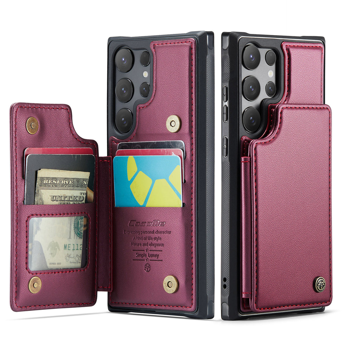 CASEME For Samsung Galaxy S26 Ultra Case with RFID Blocking 5 Card Slots C22 Leather Back Cover