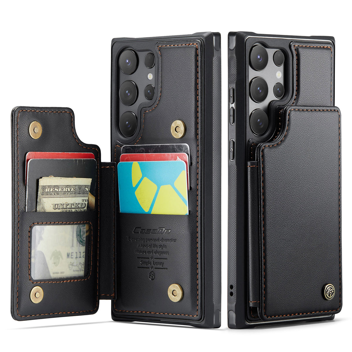 CASEME For Samsung Galaxy S26 Ultra Case with RFID Blocking 5 Card Slots C22 Leather Back Cover