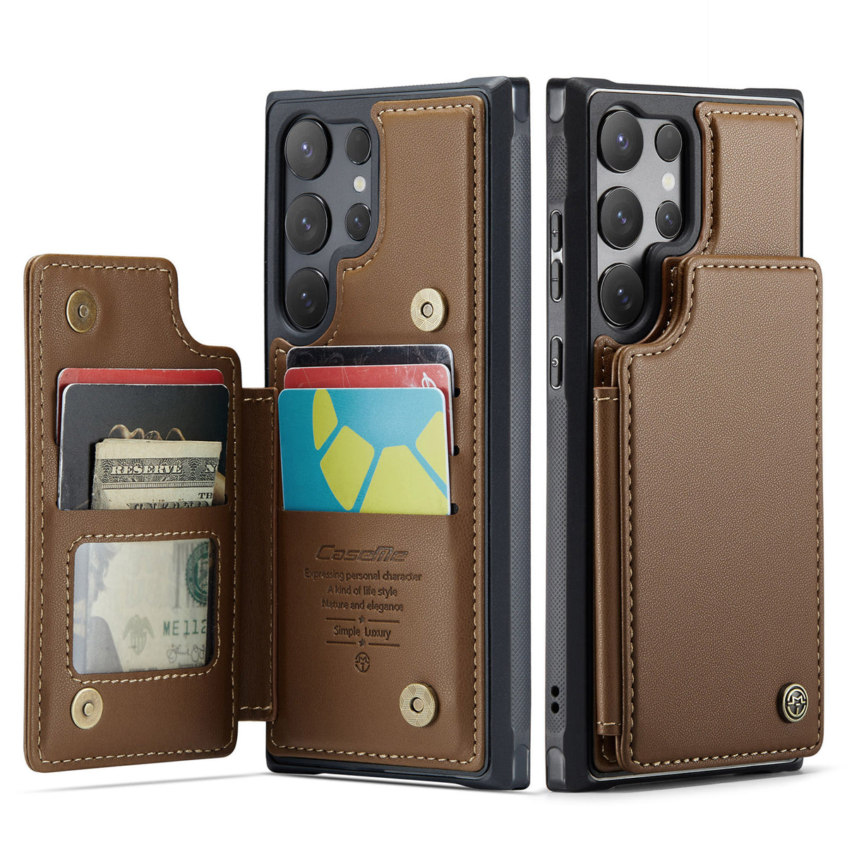 CASEME For Samsung Galaxy S26 Ultra Case with RFID Blocking 5 Card Slots C22 Leather Back Cover