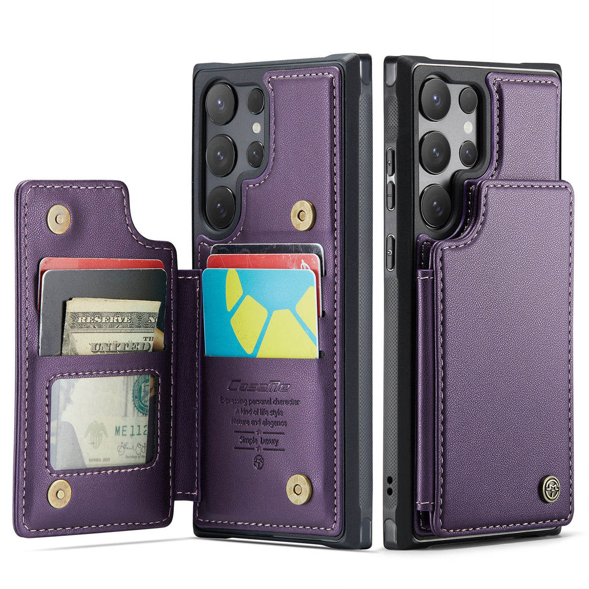 CASEME For Samsung Galaxy S26 Ultra Case with RFID Blocking 5 Card Slots C22 Leather Back Cover