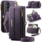 CASEME For Samsung Galaxy S26 Case C39 RFID Blocking Zipper Wallet Stand Leather Cover with Strap