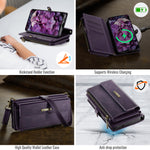 CASEME For Samsung Galaxy S26 Case C39 RFID Blocking Zipper Wallet Stand Leather Cover with Strap
