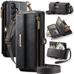 CASEME For Samsung Galaxy S26 Case C39 RFID Blocking Zipper Wallet Stand Leather Cover with Strap