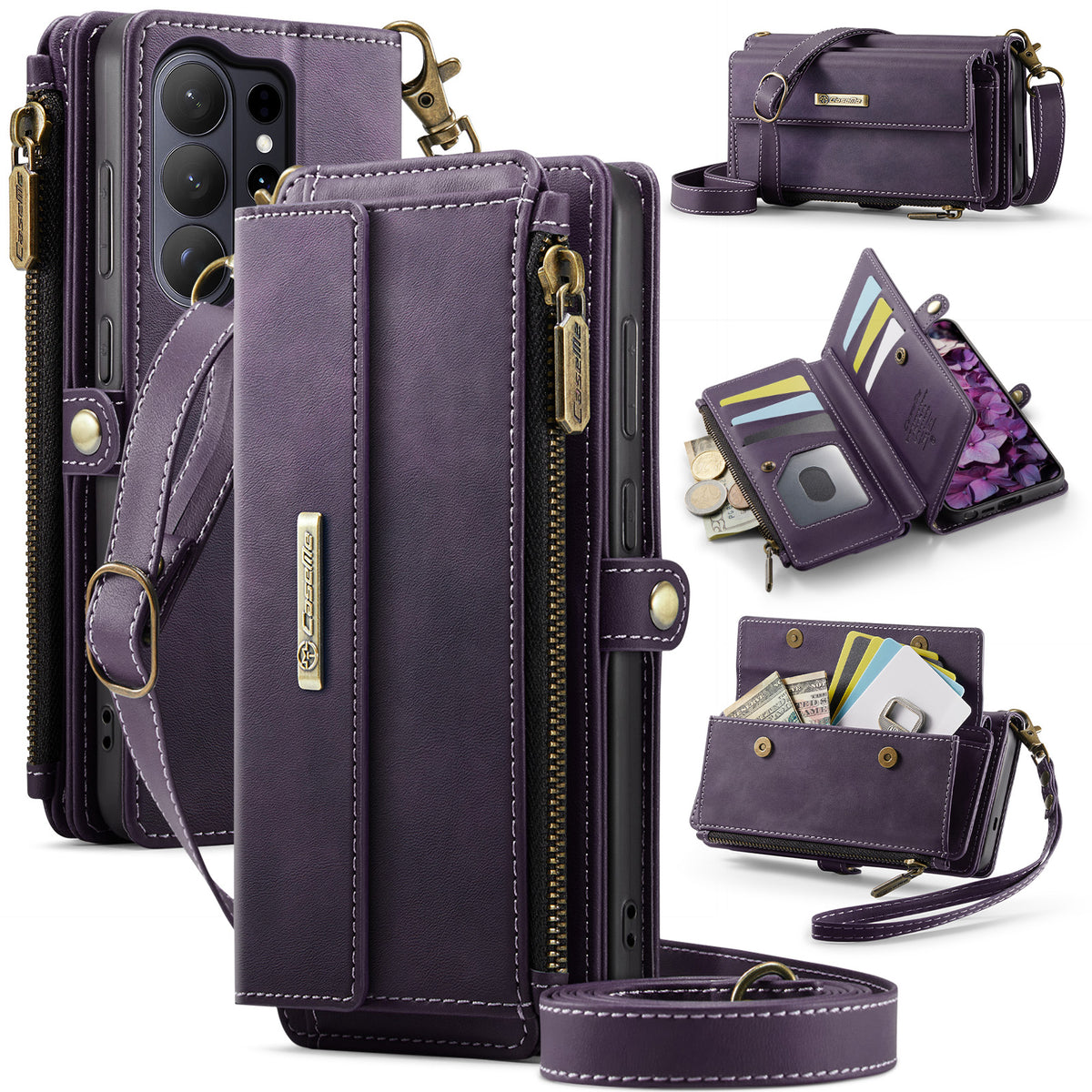 CASEME For Samsung Galaxy S26 Ultra Case  C39 RFID Blocking Zipper Wallet Stand Leather Cover with Strap