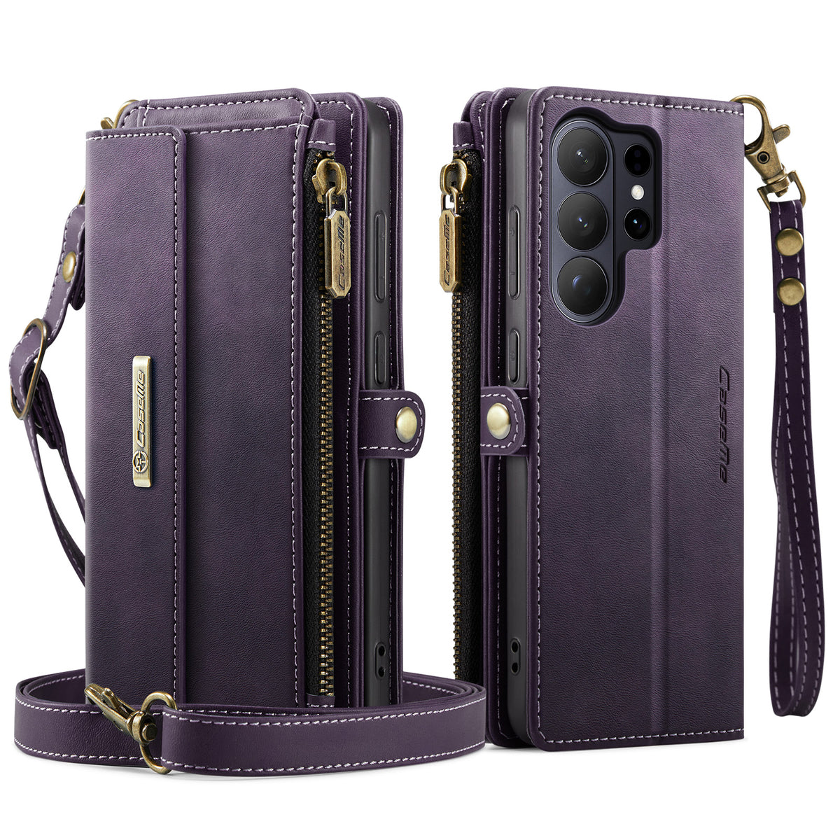 CASEME For Samsung Galaxy S26 Ultra Case  C39 RFID Blocking Zipper Wallet Stand Leather Cover with Strap