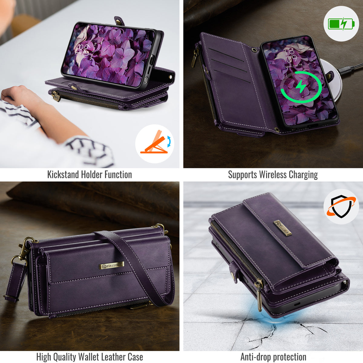 CASEME For Samsung Galaxy S26 Ultra Case  C39 RFID Blocking Zipper Wallet Stand Leather Cover with Strap