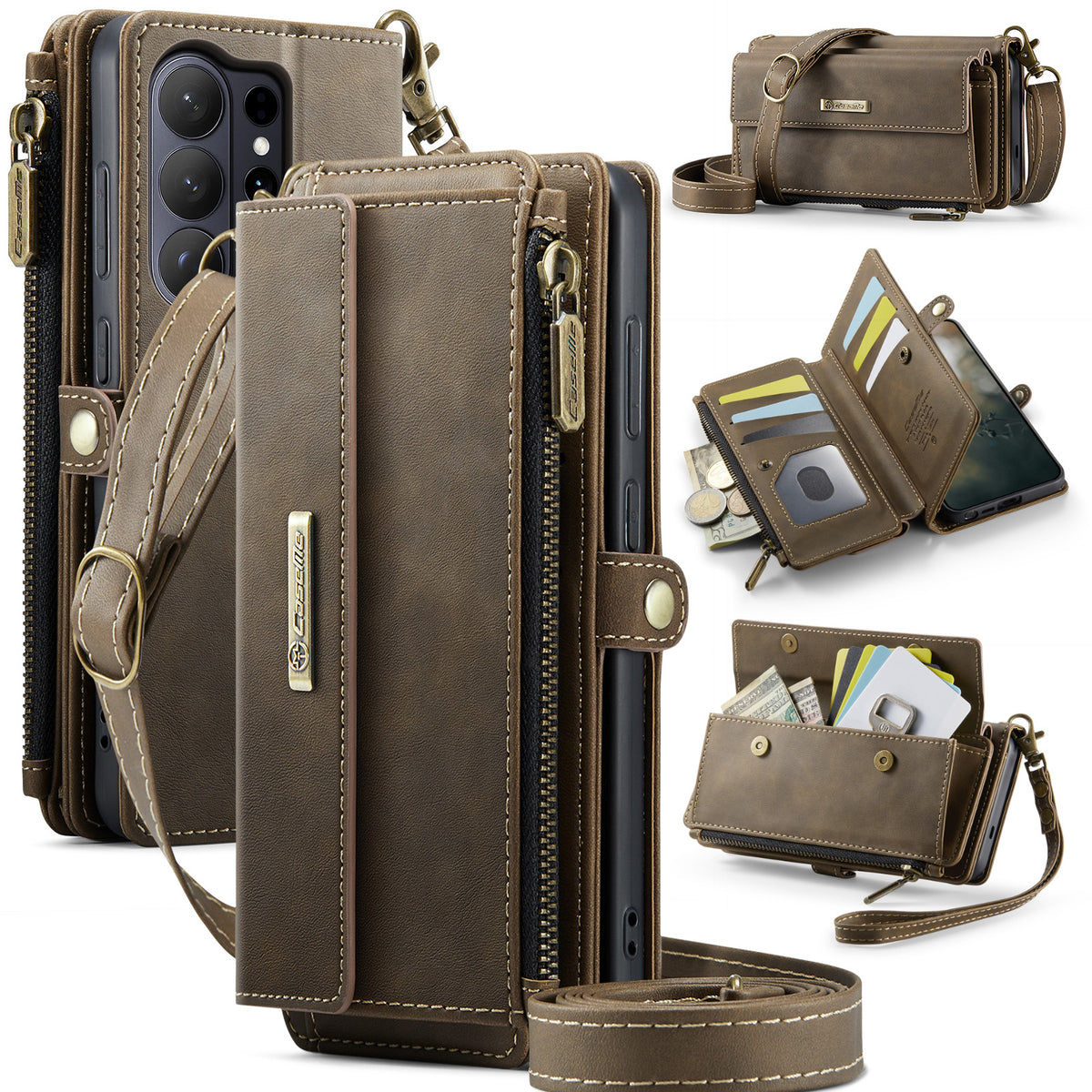 CASEME For Samsung Galaxy S26 Ultra Case  C39 RFID Blocking Zipper Wallet Stand Leather Cover with Strap