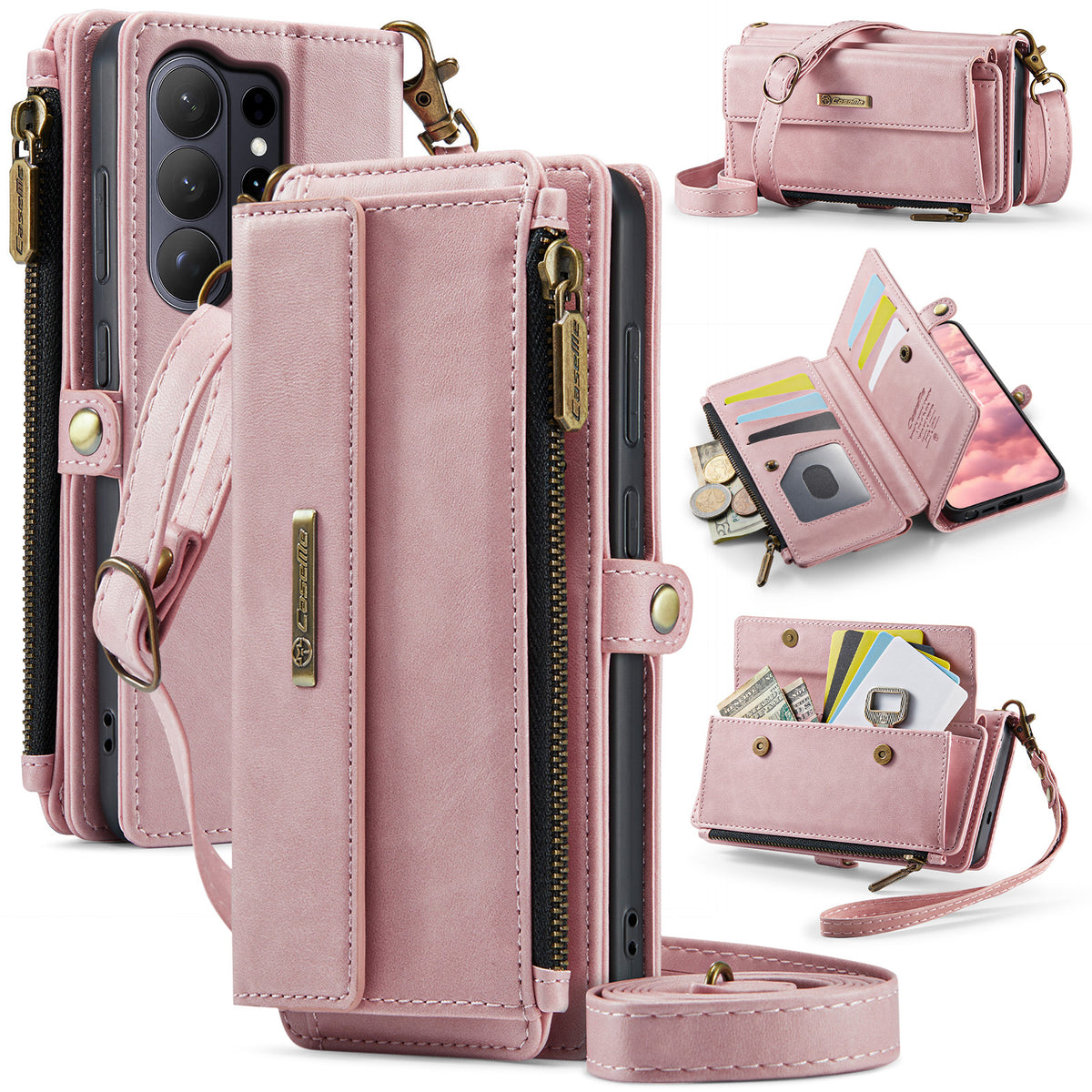 CASEME For Samsung Galaxy S26 Ultra Case  C39 RFID Blocking Zipper Wallet Stand Leather Cover with Strap