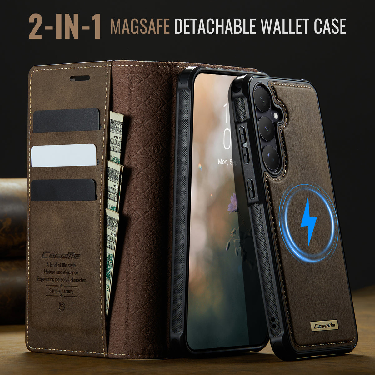 CASEME For Samsung Galaxy S26 Magnetic Case  C49 RFID Blocking Detachable Wallet Leather Phone Cover