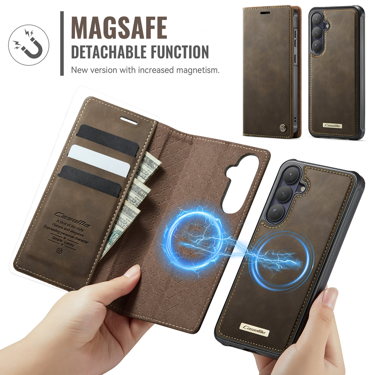 CASEME For Samsung Galaxy S26 Magnetic Case  C49 RFID Blocking Detachable Wallet Leather Phone Cover