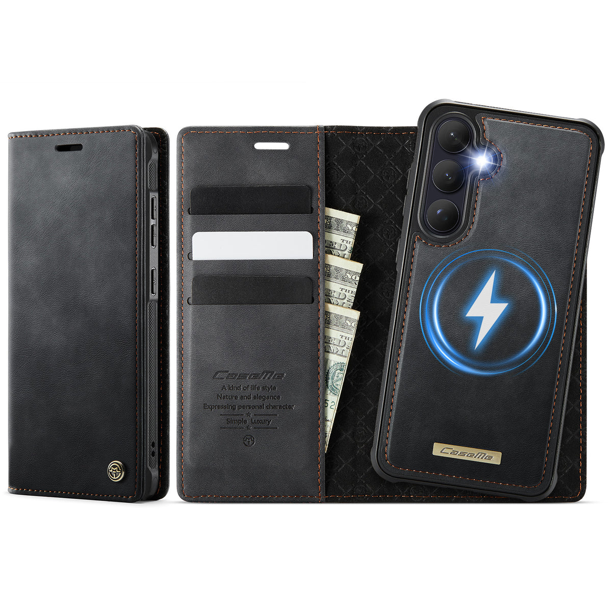 CASEME For Samsung Galaxy S26 Magnetic Case  C49 RFID Blocking Detachable Wallet Leather Phone Cover