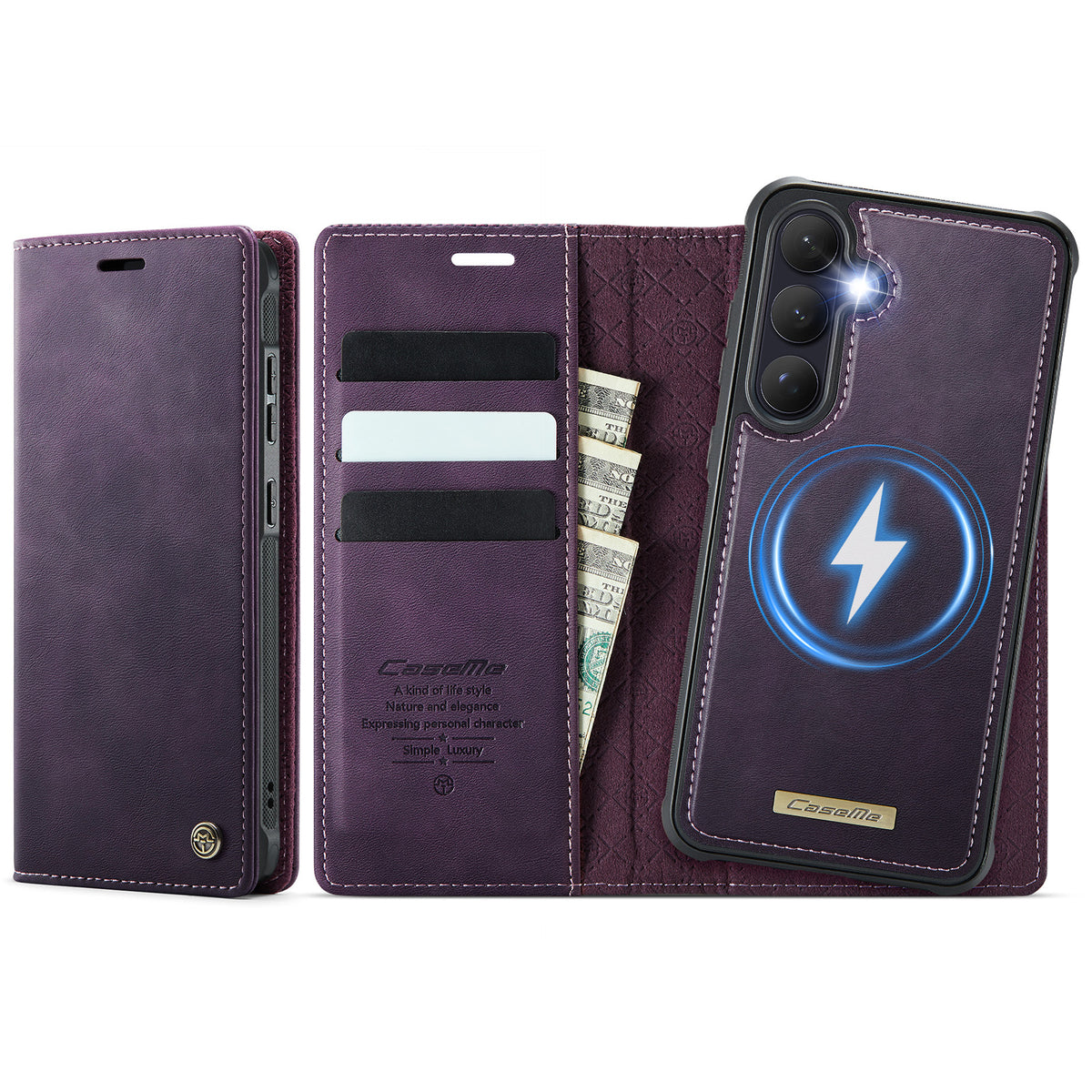 CASEME For Samsung Galaxy S26 Magnetic Case  C49 RFID Blocking Detachable Wallet Leather Phone Cover