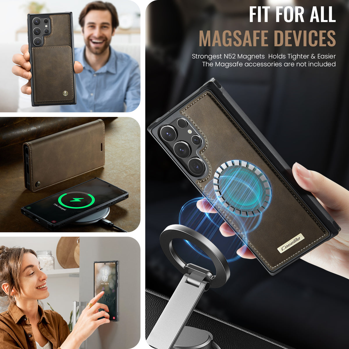CASEME For Samsung Galaxy S26 Ultra Magnetic Case C49 RFID Blocking Detachable Wallet Leather Phone Cover