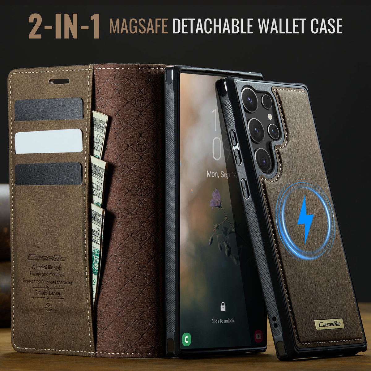 CASEME For Samsung Galaxy S26 Ultra Magnetic Case C49 RFID Blocking Detachable Wallet Leather Phone Cover