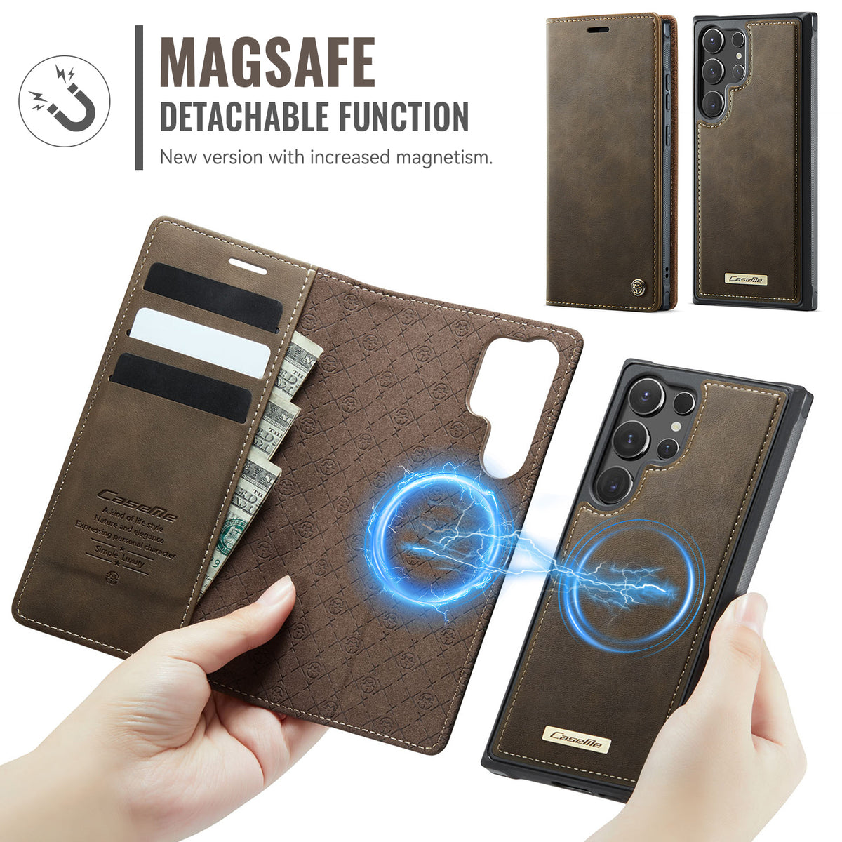 CASEME For Samsung Galaxy S26 Ultra Magnetic Case C49 RFID Blocking Detachable Wallet Leather Phone Cover