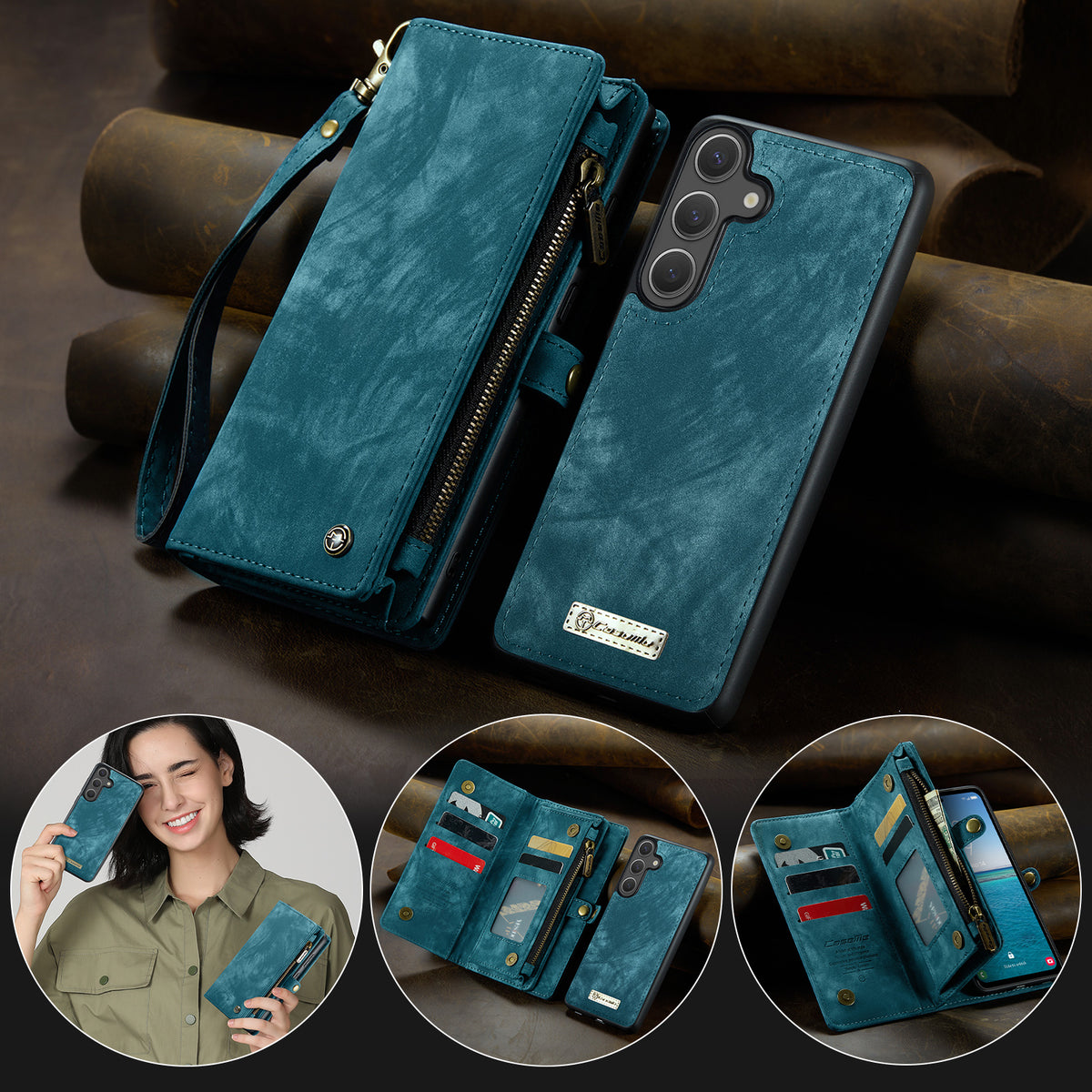 CASEME For Samsung Galaxy S26 Phone Cases  008 Leather Cover with Detachable Wallet and Strap