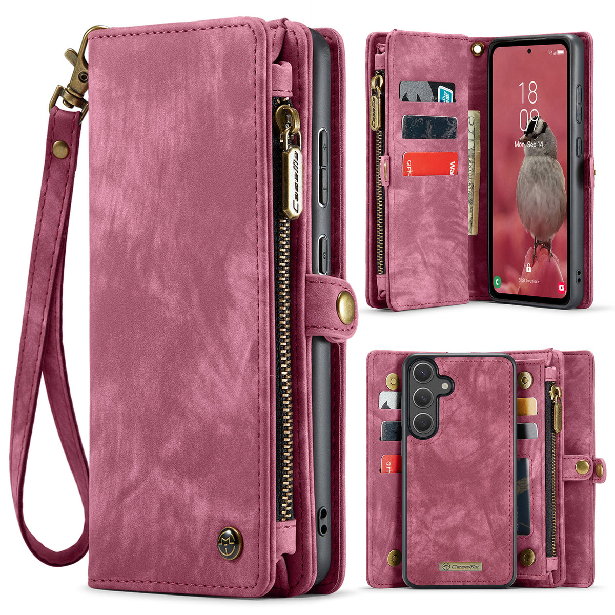 CASEME For Samsung Galaxy S26 Phone Cases  008 Leather Cover with Detachable Wallet and Strap