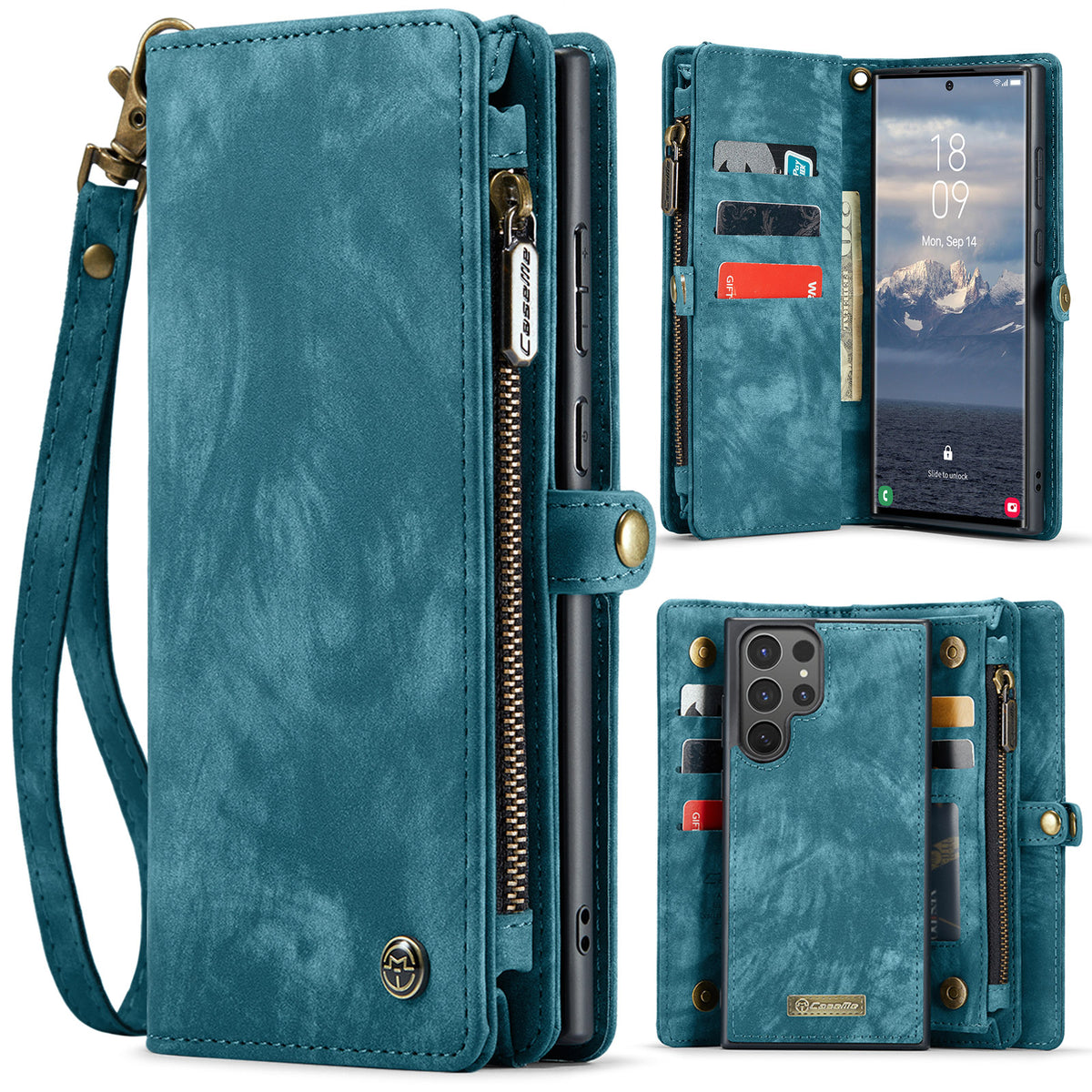CASEME For Samsung Galaxy S26 Ultra Phone Cases  008 Leather Cover with Detachable Wallet and Strap