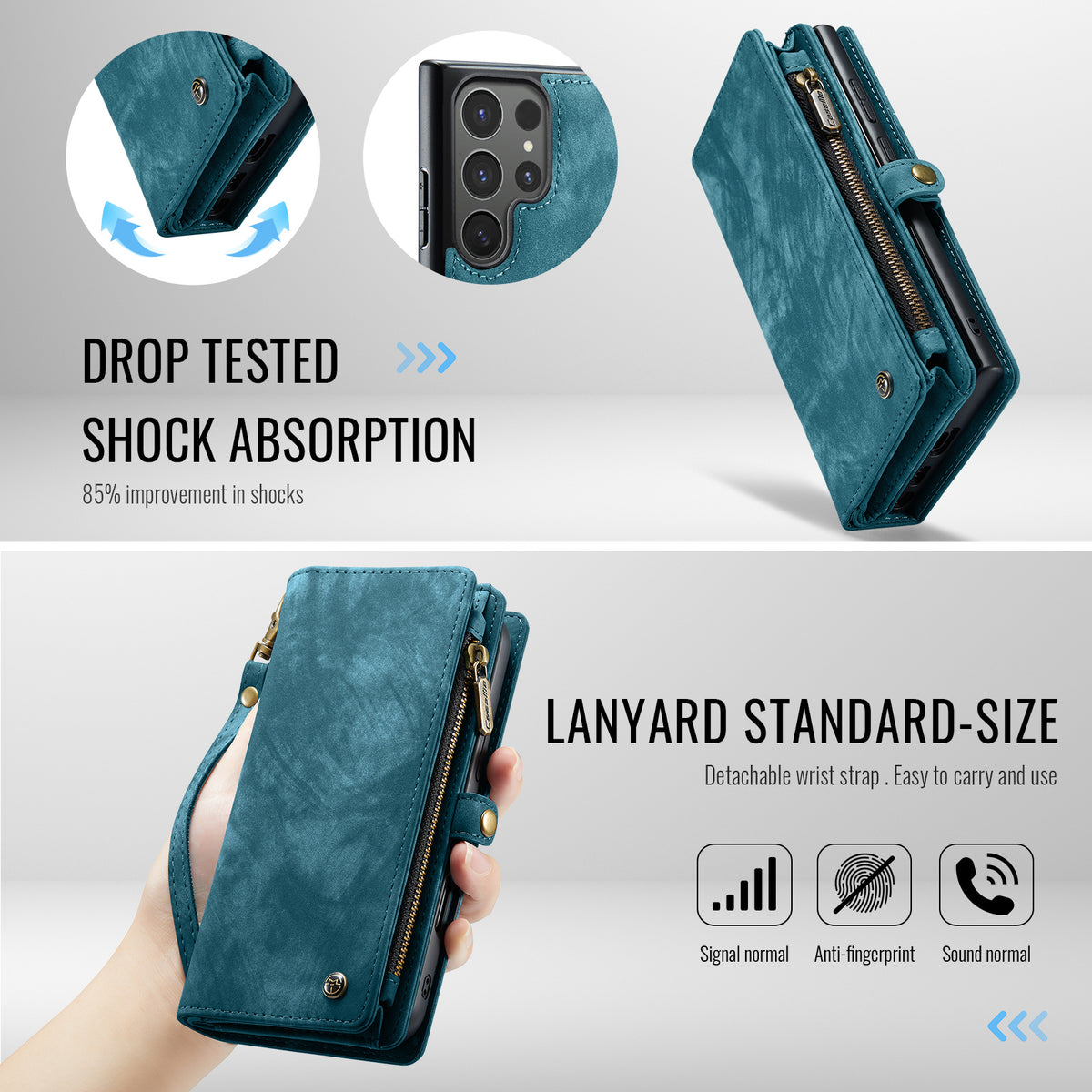 CASEME For Samsung Galaxy S26 Ultra Phone Cases  008 Leather Cover with Detachable Wallet and Strap