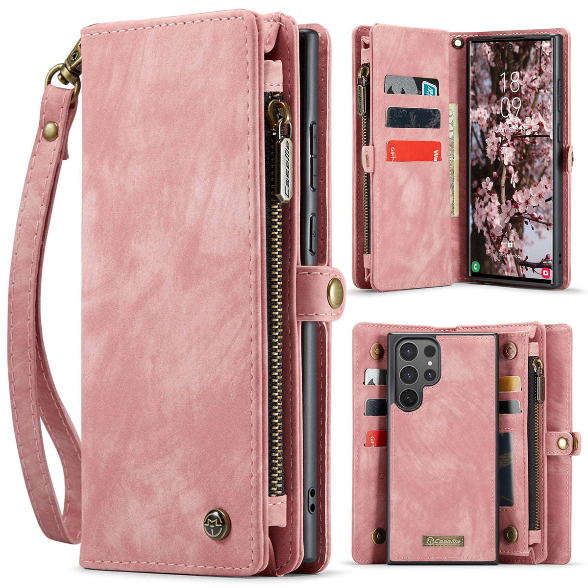 CASEME For Samsung Galaxy S26 Ultra Phone Cases  008 Leather Cover with Detachable Wallet and Strap