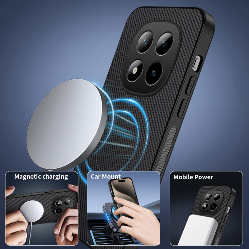 WANLONFENG For Xiaomi Redmi Note 15 4G (Global) Magnetic Case  TQ Series Carbon Fiber Texture PC TPU Phone Cover