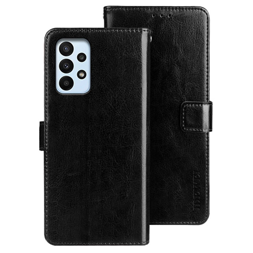 IDEWEI For Samsung Galaxy A23 4G / A23 5G (Global Version) Anti-scratch PU Leather Flip Stand Wallet Cover Crazy Horse Texture Phone Protective Case