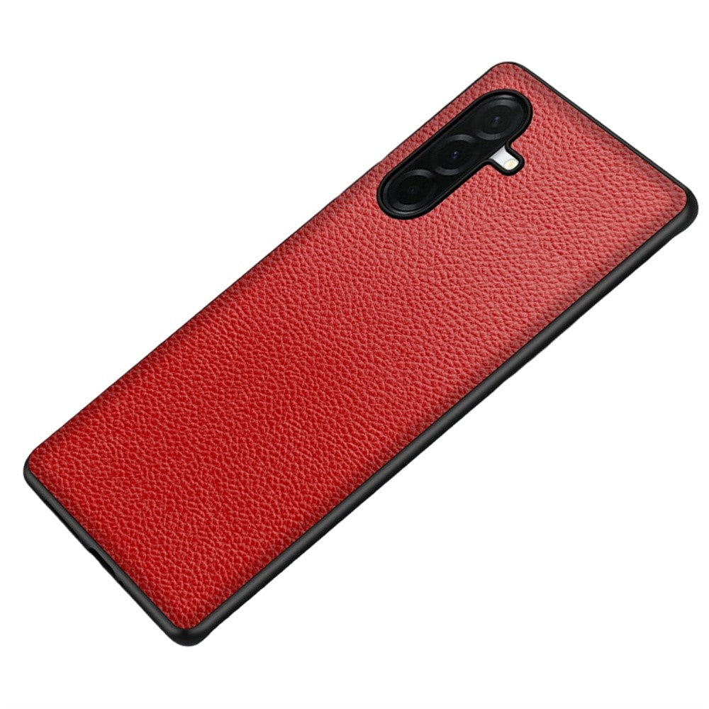 For Samsung Galaxy A57 5G Case Litchi Texture PU Leather Coated PC + TPU Protective Phone Back Cover