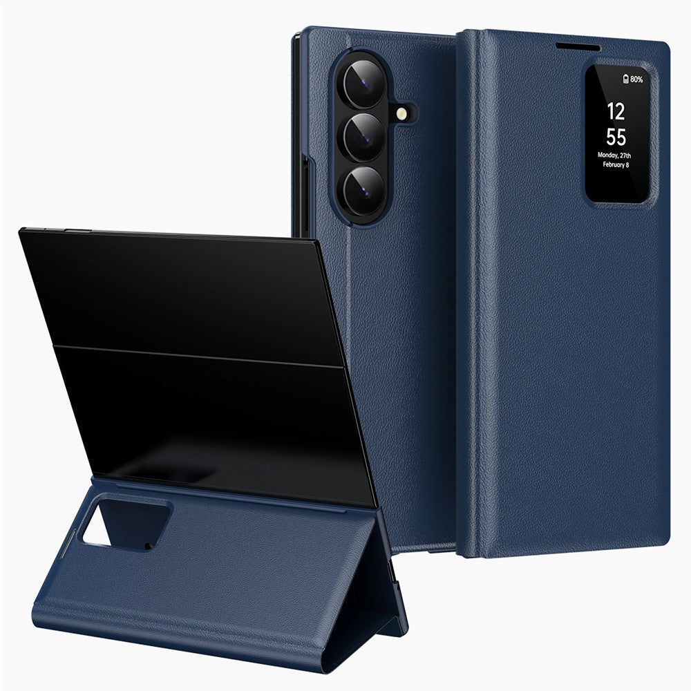 Til Samsung Galaxy Z TriFold 5G Etui med Kortholder Smart View Vindue Læder Telefoncover