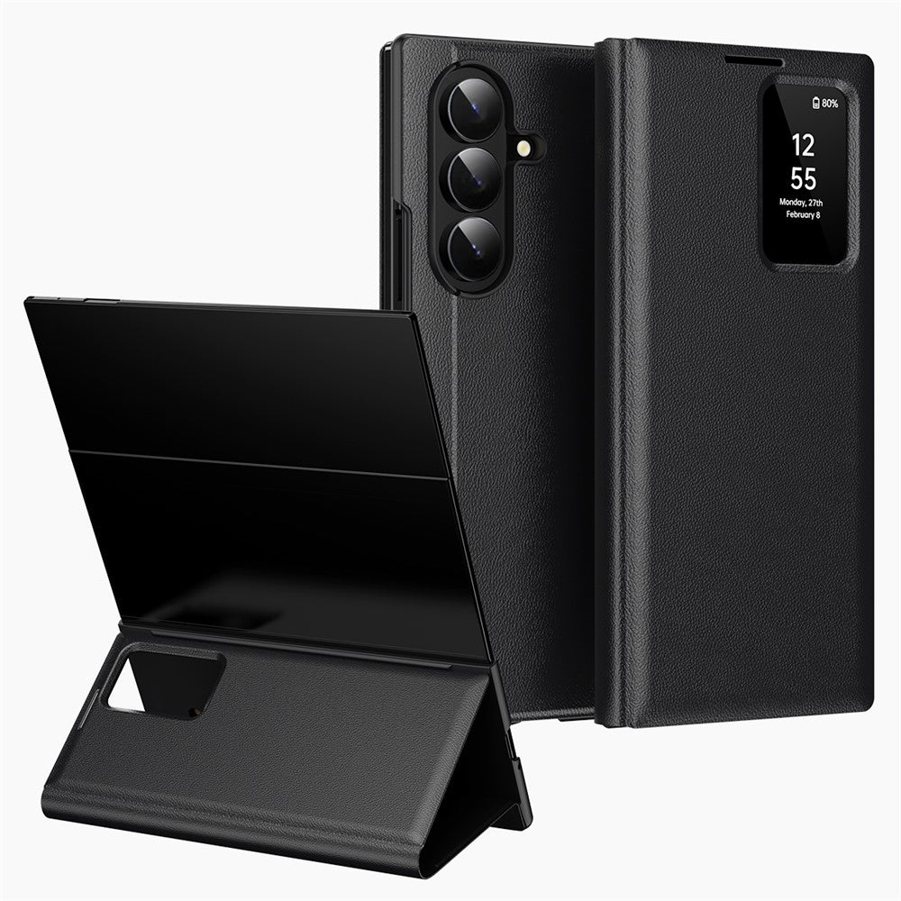 Til Samsung Galaxy Z TriFold 5G Etui med Kortholder Smart View Vindue Læder Telefoncover