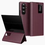 Til Samsung Galaxy Z TriFold 5G Etui med Kortholder Smart View Vindue Læder Telefoncover