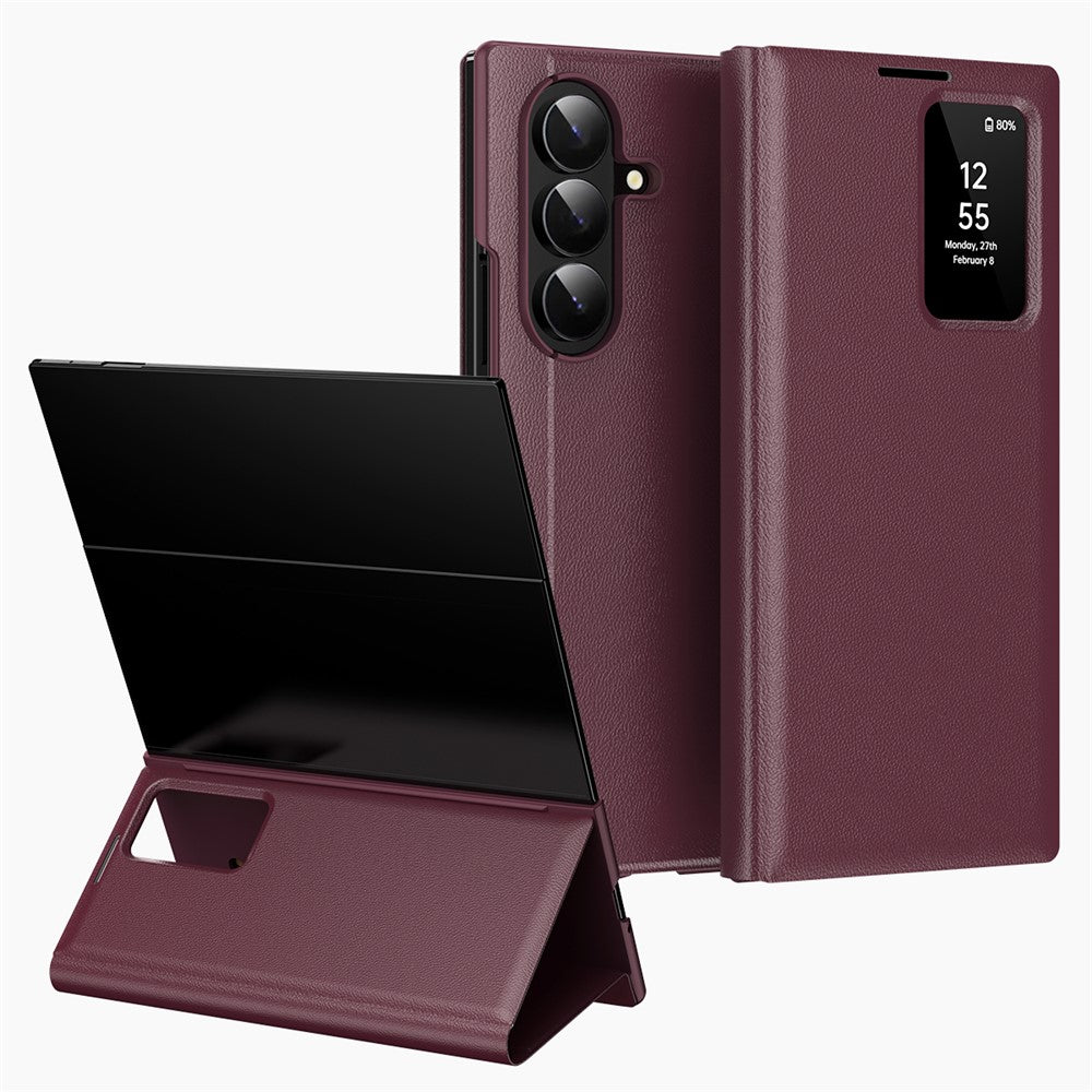 Til Samsung Galaxy Z TriFold 5G Etui med Kortholder Smart View Vindue Læder Telefoncover