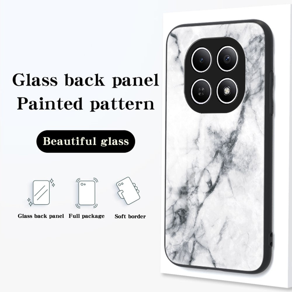 mobilskal för Xiaomi Poco M8 5G / Redmi Note 15 5G (Global) Marmormönster Härdat Glas + PC + TPU Skyddande mobilskal