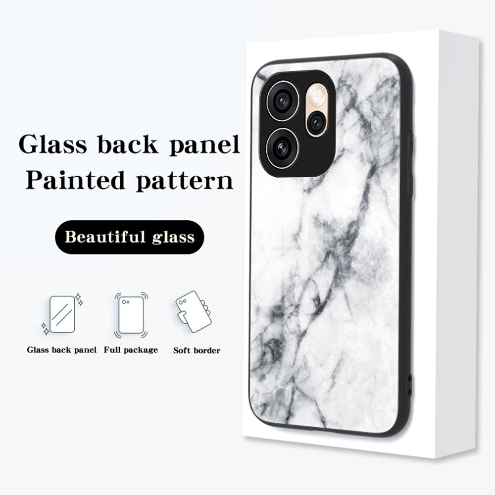 Phone Case For Oppo Reno15 Pro Max 5G (Global)  /  Reno15 Pro 5G (China) Marble Pattern Tempered Glass + PC + TPU Protective Phone Cover