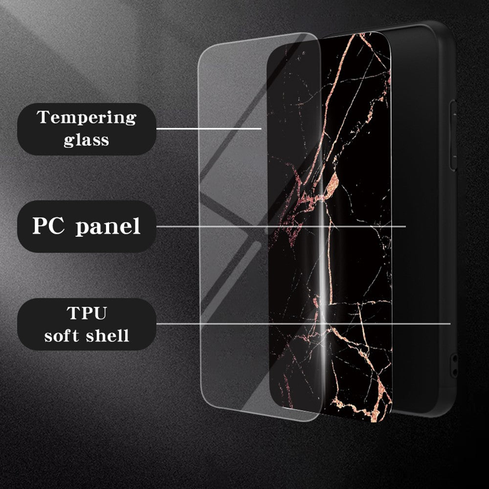 Phone Case For Oppo Reno15 Pro Max 5G (Global)  /  Reno15 Pro 5G (China) Marble Pattern Tempered Glass + PC + TPU Protective Phone Cover