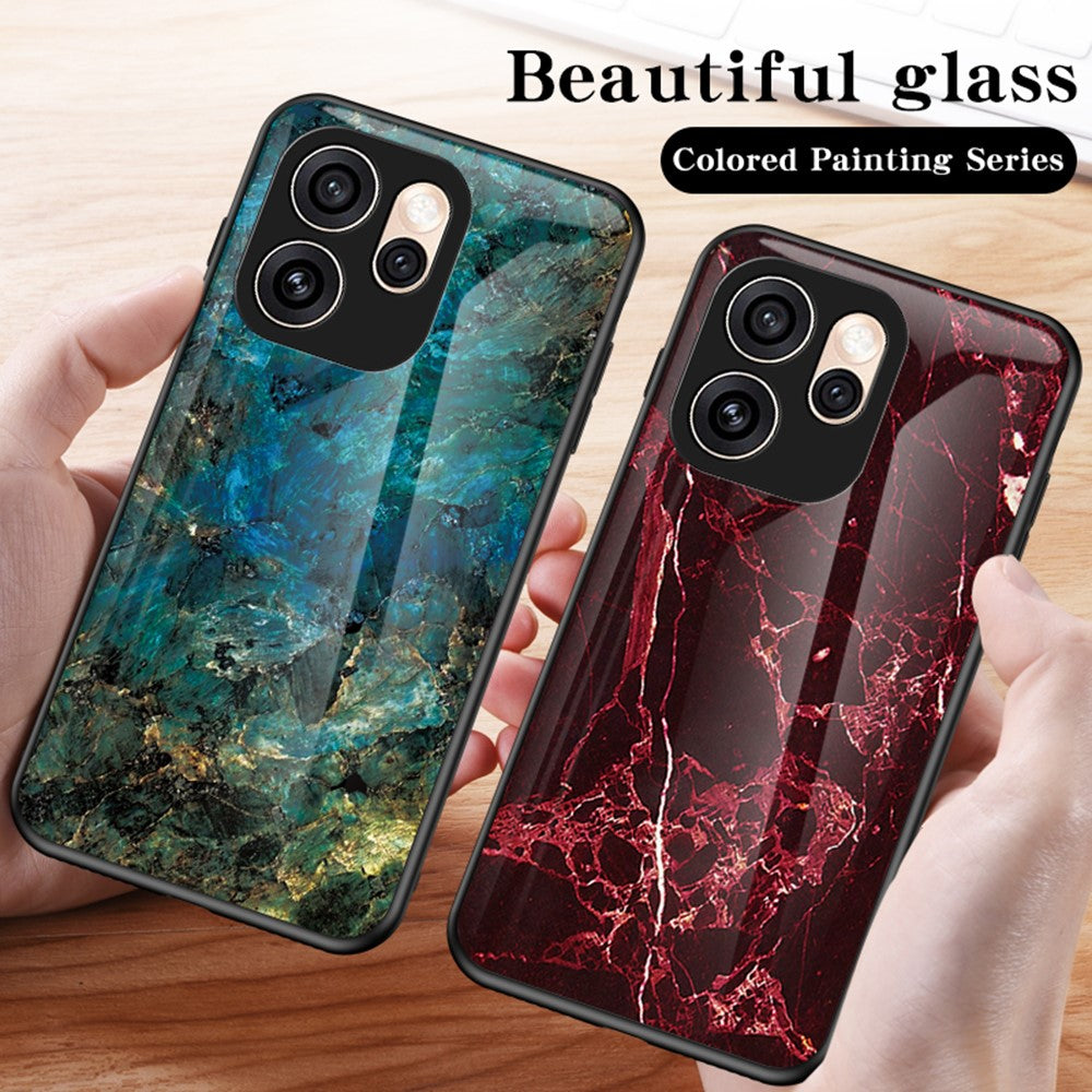 Phone Case For Oppo Reno15 Pro Max 5G (Global)  /  Reno15 Pro 5G (China) Marble Pattern Tempered Glass + PC + TPU Protective Phone Cover