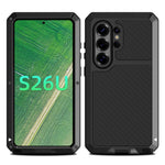 For Samsung Galaxy S26 Ultra Case Silicone + Metal Phone Cover with Tempered Glass Screen Protector
