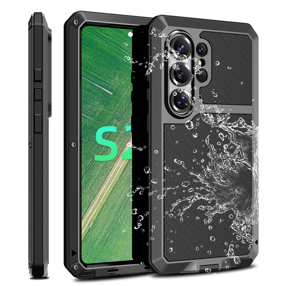 For Samsung Galaxy S26 Ultra Case Silicone + Metal Phone Cover with Tempered Glass Screen Protector
