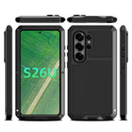 For Samsung Galaxy S26 Ultra Case Silicone + Metal Phone Cover with Tempered Glass Screen Protector