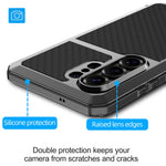 For Samsung Galaxy S26 Ultra Case Silicone + Metal Phone Cover with Tempered Glass Screen Protector
