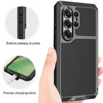 For Samsung Galaxy S26 Ultra Case Silicone + Metal Phone Cover with Tempered Glass Screen Protector