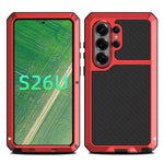 For Samsung Galaxy S26 Ultra Case Silicone + Metal Phone Cover with Tempered Glass Screen Protector