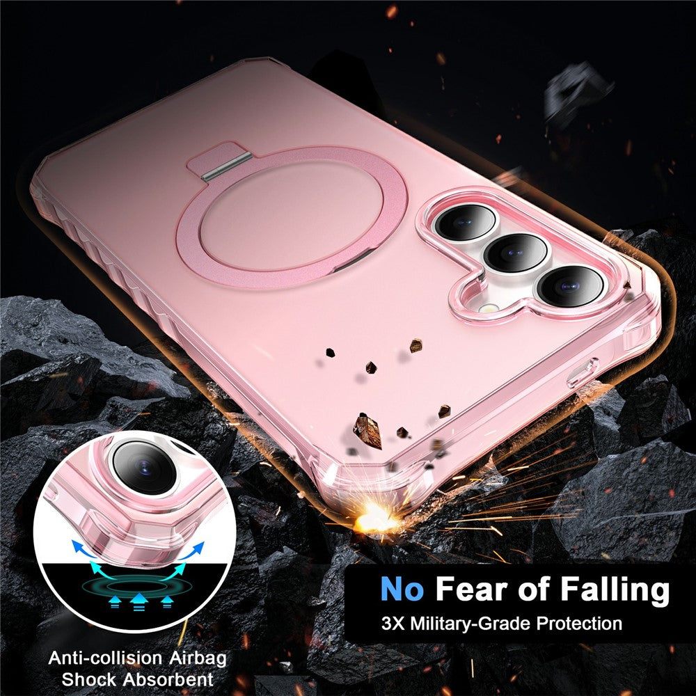 For Samsung Galaxy S26+ Magnetic Case Matte Kickstand Hybrid Phone Cover Small Wavy Edge