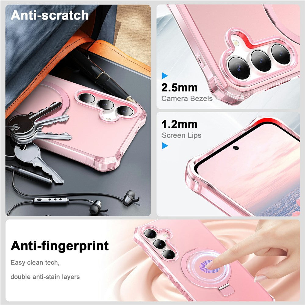 For Samsung Galaxy S26+ Magnetic Case Matte Kickstand Hybrid Phone Cover Small Wavy Edge