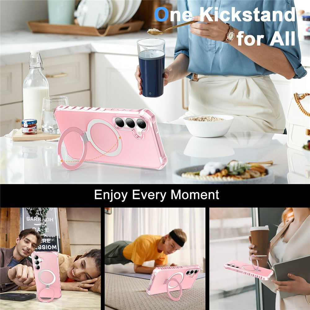 For Samsung Galaxy S26+ Magnetic Case Matte Kickstand Hybrid Phone Cover Small Wavy Edge