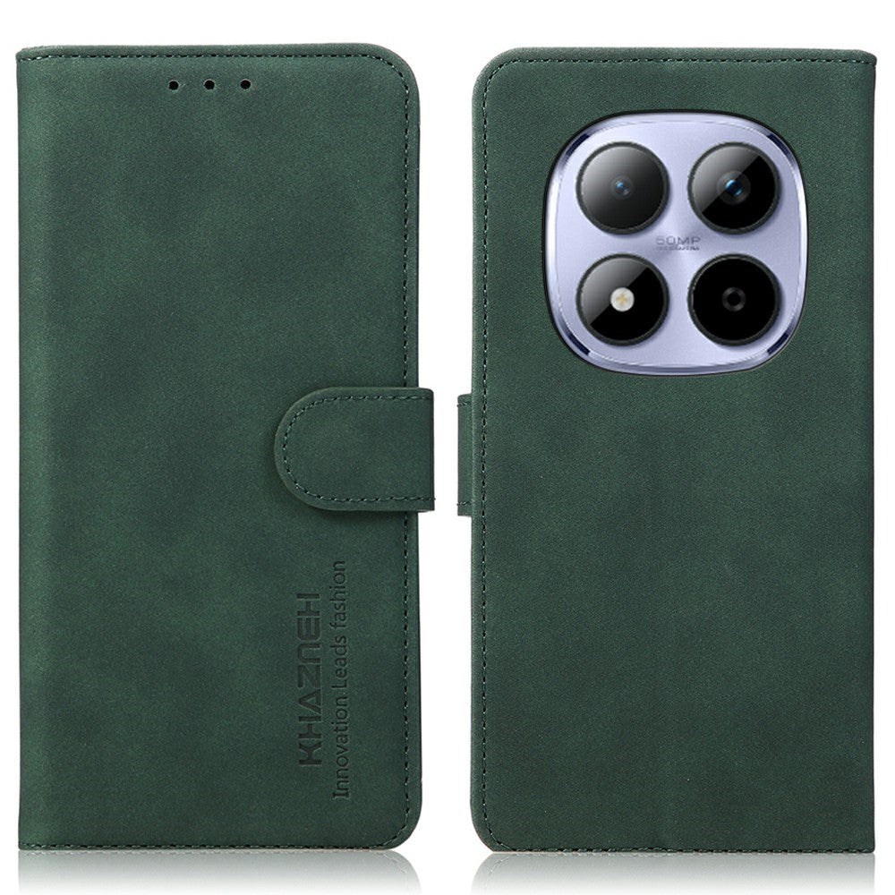 KHAZNEH Skal För Xiaomi Redmi Note 15 Pro 4G (Global) Reptåligt PU-läder Plånboksfodral med stativ
