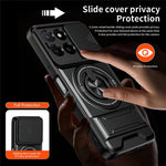Magnetic Case For Honor X6c 4G / X5b / X5b Plus Ring Holder Foldable Kickstand TPU PC Phone Cover with Camera Lens Slider