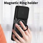 Magnetic Case For Honor X6c 4G / X5b / X5b Plus Ring Holder Foldable Kickstand TPU PC Phone Cover with Camera Lens Slider
